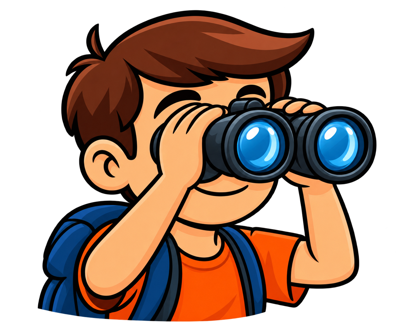 Pedro looking through binoculars